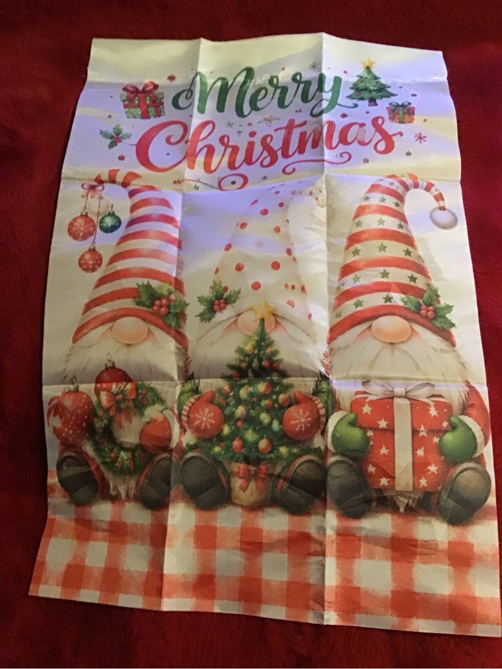 Christmas gnome mini garden flag